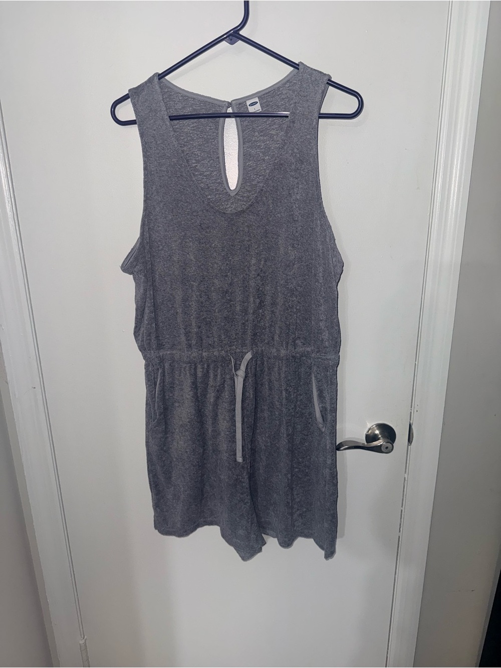 Old Navy Gray Sleeveless Beach Cover-Up Romper w/ Pockets